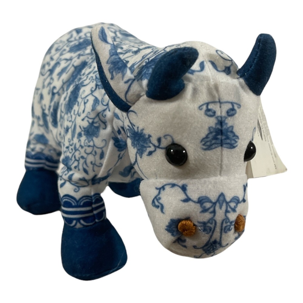 2000 Westland Giftware Blue & White Cow Parade Plush Stuffed Animal CHINA COW